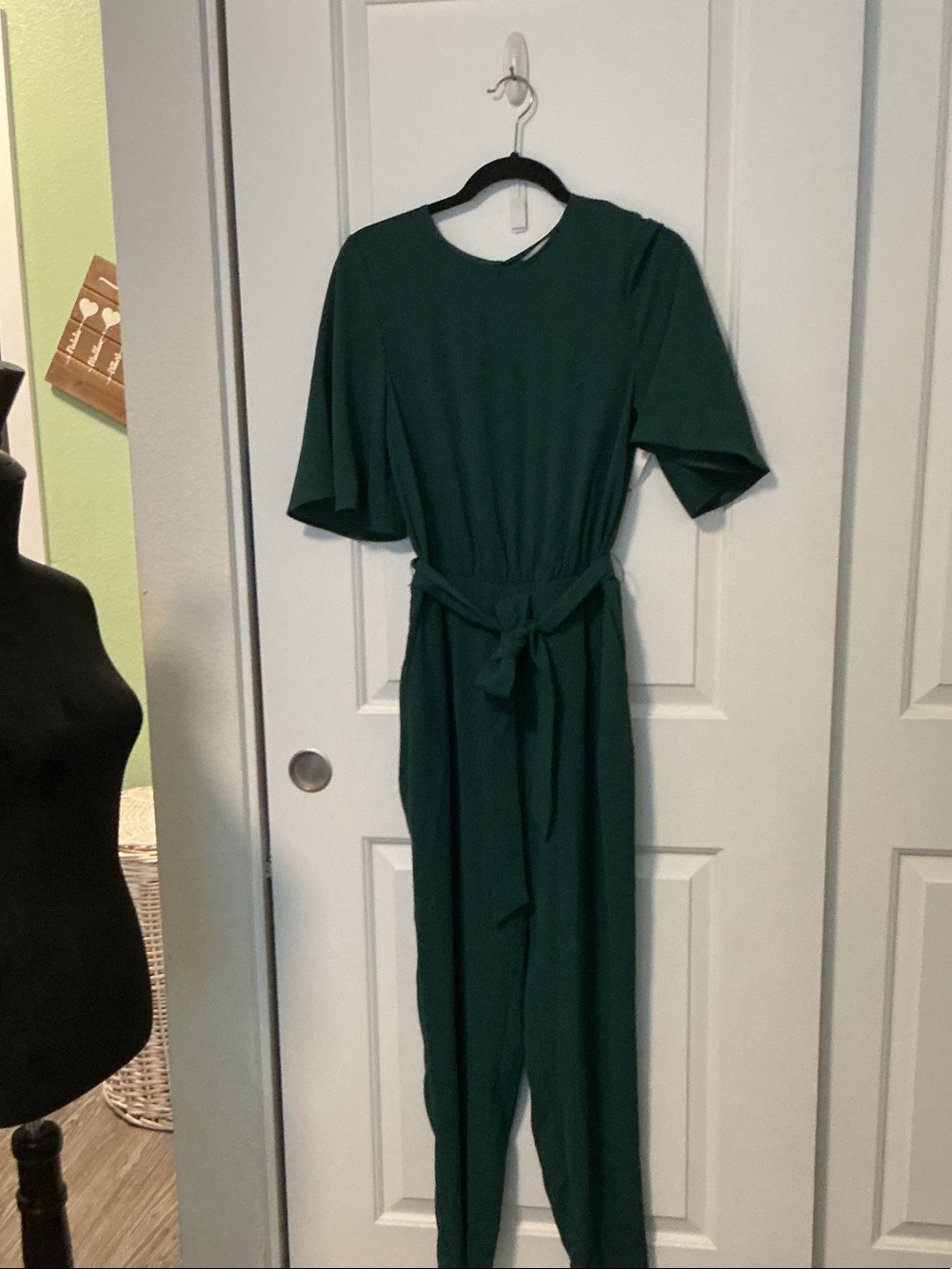 H & M Women’s Dark Green Tie-Waist Jumpsuit M NWT